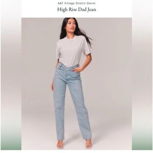 Abercrombie & Fitch Vintage Stretch Denim High Rise Dad Jean - Light Blue